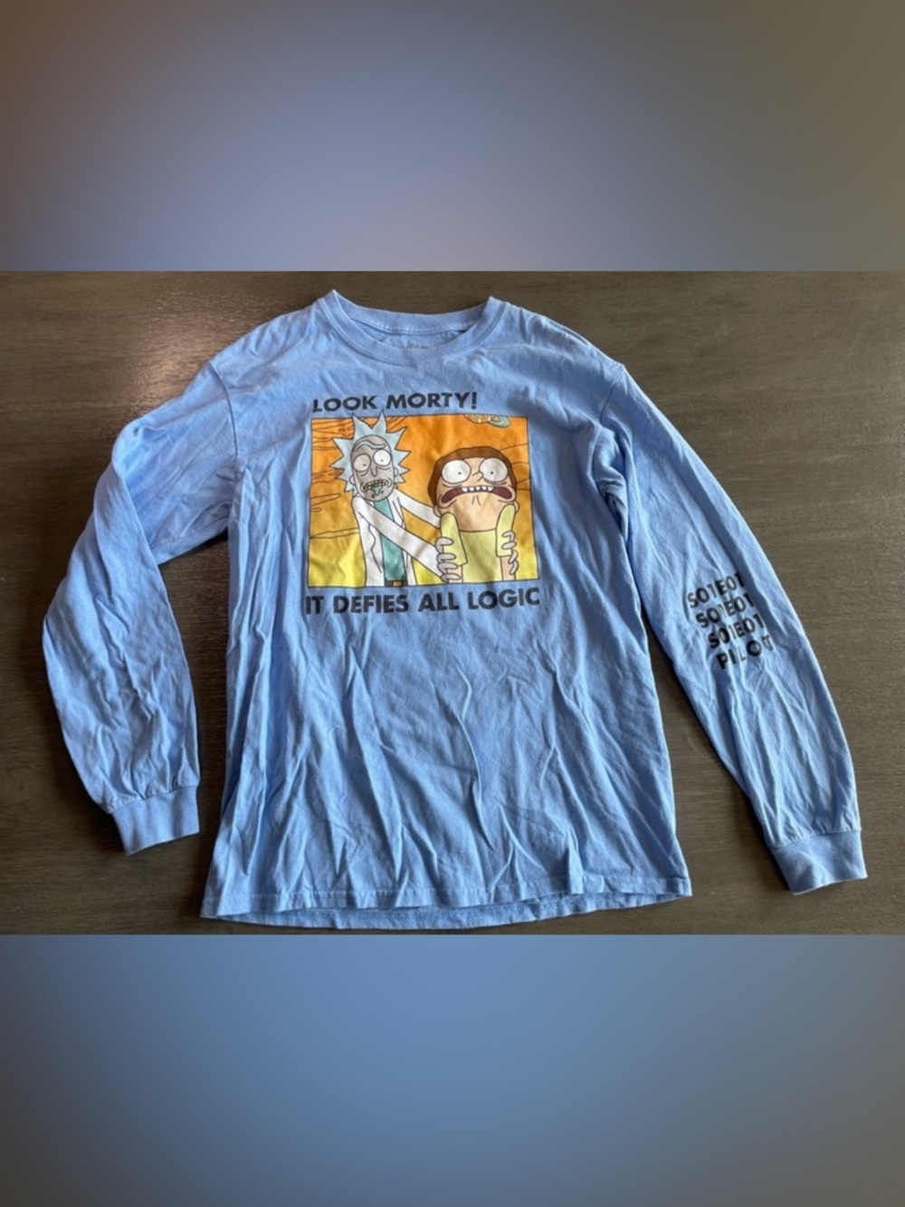 Rick & Morty Adult Swim Long Sleeve Blue Graphic TShirt M